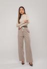 Calça Wide Leg de Moletom com Cós Canelado e Ajuste por Cadarço Bege Salvatore