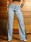 Calça Wide Leg Detalhes Laterais PitBull Jeans Luxo 89364 COR:AZUL CLAROTAMANHO:36