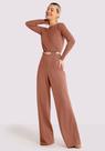 Calça wide leg em malha alfaiataria lunender 67748