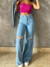 Calça Wide leg feminina cintura alta Donna Denim Calça Wide leg feminina cintura alta Donna Denim