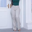 Calça Wide Leg Feminina Cinza com Cintura Alta e Modelagem Solta