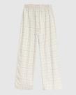 Calça Wide Leg Feminina Cós Elástico Em Tricoline Quadriculado