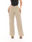 Calça Wide leg Feminina Jeans Bege Caqui tendência Pantalona Lançamento