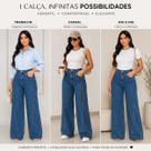 Calça Wide Leg Feminina Jeans Com Lycra Premium Modelagem que Alonga a Silhueta PANTALONA