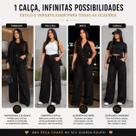 Calça Wide Leg Feminina Preta Premium Cintura Alta Jeans Confortável Pantalona