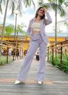 Calça wide leg flor de lis P