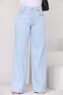 Calça wide leg jeans claro cintura alta feminina Calça wide leg jeans claro cintura alta feminina
