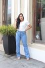 Calça wide leg jeans claro Calça wide leg jeans claro