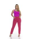 Calça Wide Leg jeans Feminina Mon Colorida Boca Reta Semi Baggy