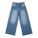 Calça Wide Leg Jeans Infantil Feminina Azul Jeans - Mania Kids