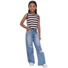 Calça Wide Leg Jeans Juvenil Infantil Criança Pantalona