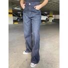 Calça Wide Leg jeans marmorizada Pantalona boca larga cintura alta premium