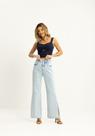 Calça Wide Leg Jeans Para Pequenas Cintu Alta LUNENDER 21084