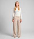 Calça Wide Leg Juvenil Em Moletom Minty Bege