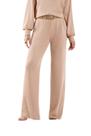 Calça Wide Leg Lunender Em Tricot Bege