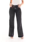 Calça Wide Leg Marmorizada Cinza/Chumbo Feminina Jeans Premium Cintura Alta Pantalona