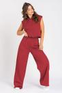 Calça Wide Leg Moletom Bordô Peluciada