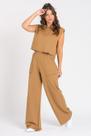 Calça Wide Leg Moletom Caramelo
