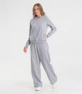 Calça Wide Leg Moletom Peluciado Básico Rovitex Cinza
