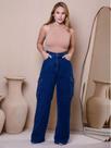 Calça Wide Leg New De Bolso Mochila 100 Marmorizado Jeans Com Qualidade Premium
