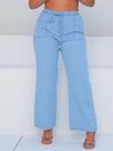 Calça Wide Leg Pantalona com elástico na cintura Jeans Clara Moda Blogueira Calça Wide Leg Pantalona com elástico na cintura Jeans Clara Moda Blogueira