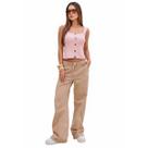 Calça Wide Leg Sarja Feminina Bolso Faca Com Cordão Revanche - CA.FEM.00186 Calça Wide Leg Sarja Feminina Bolso Faca Com Cordão Revanche - CA.FEM.00186