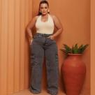Calça wilde leg cargo plus size