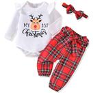 Calça xadrez AMAWMW Baby Girl 3-6M Christmas Elk