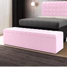 Calçadeira Alpha Estofada 160 para Cama Box Queen Z-021 Sued Rosa Bebê Aradecor