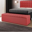 Calçadeira Alpha Estofada 195 para Cama Box King A-020 Couro Artificial Vermelho Aradecor