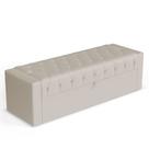 Calçadeira Báu King Size Atena 195cm Capitonê Suede Bege Claro - Desk Design