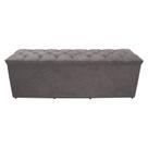 Calçadeira Baú Paris King 195 cm Botão Strass Suede Prata Eli Móveis