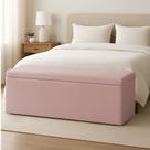 Calçadeira Baú Queen 1,60m Grécia Boucle Rosa Dal Poz Estofados