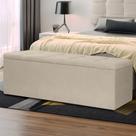 Calçadeira Baú Queen 1,60m Roma Suede Bege SKY MOBILE