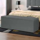 Calçadeira Baú Queen 1,60m Roma Suede Cinza SKY MOBILE