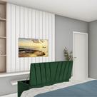 Calçadeira Baú Recamier Estofada Cama de Solteiro 100cm Bélgica material sintético Verde- MABE MAGAZINE