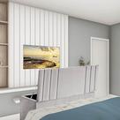 Calçadeira Baú Recamier Estofada Cama de Solteiro 90cm Grécia material sintético Cinza Claro- MABE MAGAZINE