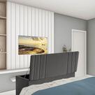 Calçadeira Baú Recamier Estofada Cama De Solteiro 90cm Grécia Suede Cinza Escuro- Mabe Magazine