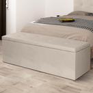 Calçadeira Baú Solteiro 0,90m Berlim Suede Bege SKY MOBILE