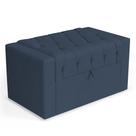 Calçadeira Báu Solteiro Atena 90cm Capitonê Linho Azul - Desk Design