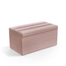 Calçadeira Baú Ursa 90 para Cama de Solteiro N-031 Veludo Rosê Claro Aradecor