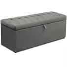 Calçadeira Box Solteiro Dubai 90cm Suede Cinza