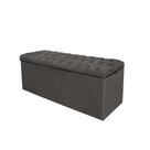 Calçadeira Com Baú Estofada Capitonê Livia 90cm Solteiro Para Cama Box material sintético Cinza - Gat Magazine