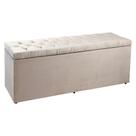 Calçadeira Recamier Baú Solteiro 0,90m Madrid Suede Bege - Pallazio