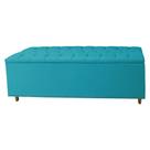 Calçadeira Recamier Baú Solteiro 90cm Diana Suede Azul Turquesa - DS Estofados
