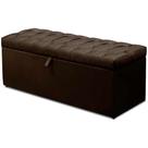 Calçadeira Recamier Baú Solteiro 90cm Italia Suede Marrom - DS Móveis