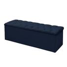 Calçadeira Recamier Baú Solteiro 90cm Sofia Suede Azul Marinho - DS Estofados Calçadeira Recamier Baú Solteiro 90cm Sofia Suede Azul Marinho - DS Estofados