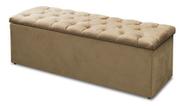 Calçadeira Recamier Baú Solteiro 95cm Sofia Suede Bege - DS Estofados Calçadeira Recamier Baú Solteiro 95cm Sofia Suede Bege - DS Estofados