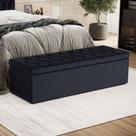 Calçadeira Sagitarius 140 Modulada Estofada A-019 Couro Artificial Azul Aradecor