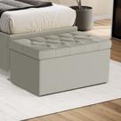 Calçadeira Sagitarius 90 para Cama de Solteiro Couro Artificial Bege Aradecor